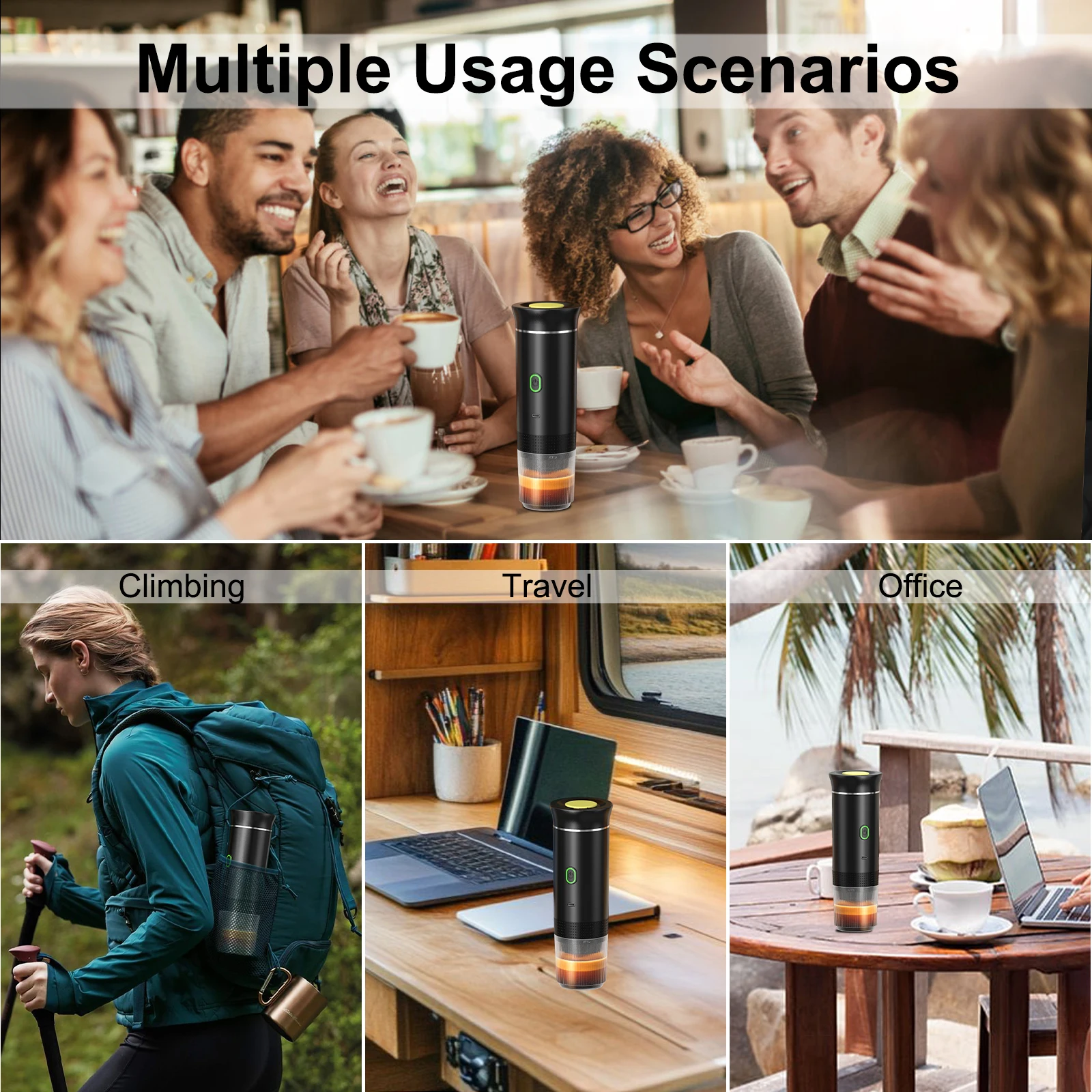 Wireless Electric Portable Espresso Coffee Machine for Car & Home Camping Coffee Maker 3-in-1 Capsule Powder Travel Coffee Maker